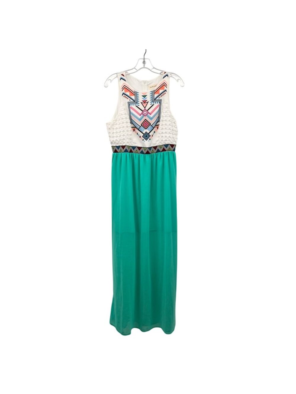 DEARCASE Sleeveless Maxi Dress Aztec Print Crochet Multicolor Size XL